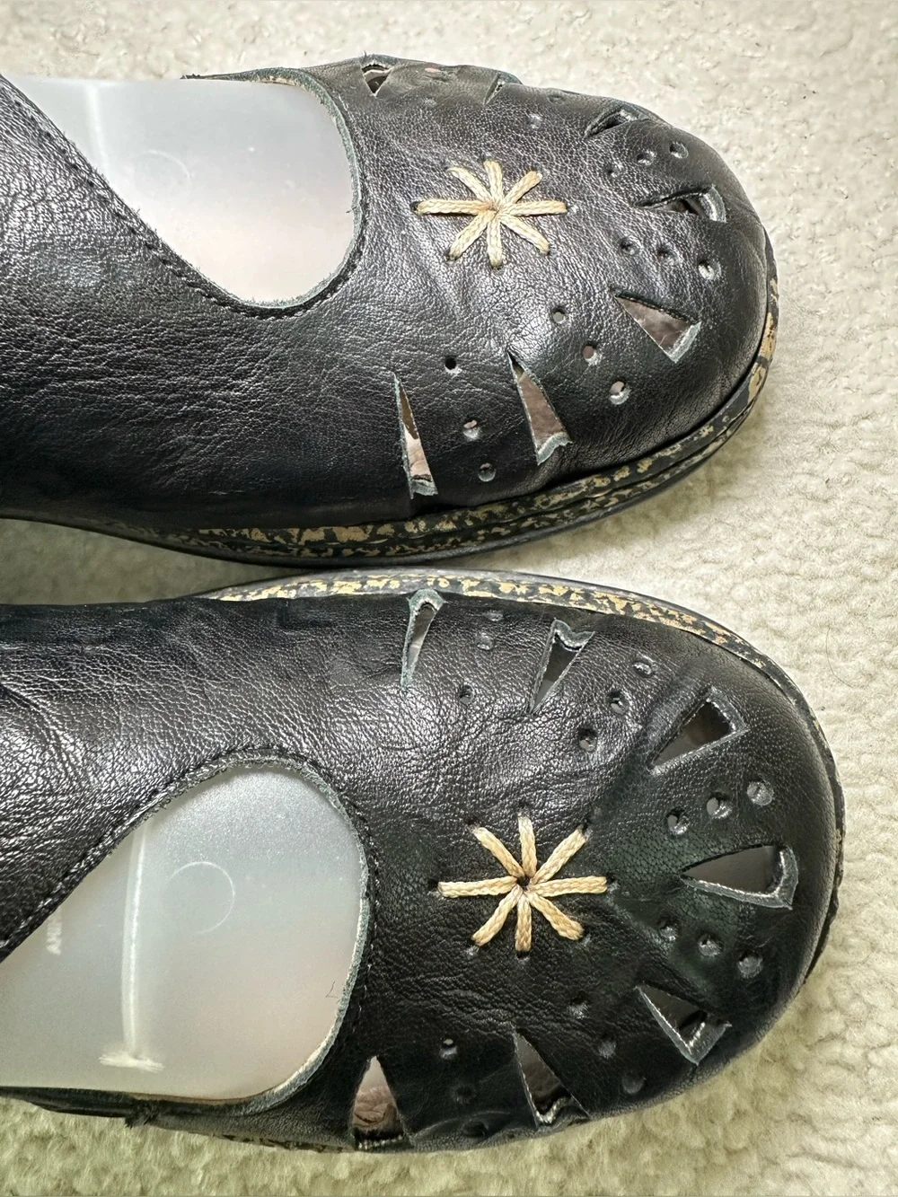 Mary Jane Jane’s Black Leather Goth Cute Babydoll Lolita Cottagecore Flats 7.5